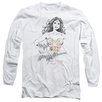 Dco Justice League Of America Wonder Woman Squiggles Long Sleeve Adult T-shirt