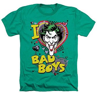 Dc Comics I Heart Bad Boys 2 Adult Heather T-shirt