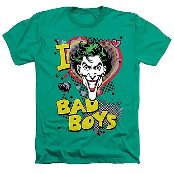 Dc Comics I Heart Bad Boys 2 Adult Heather T-shirt