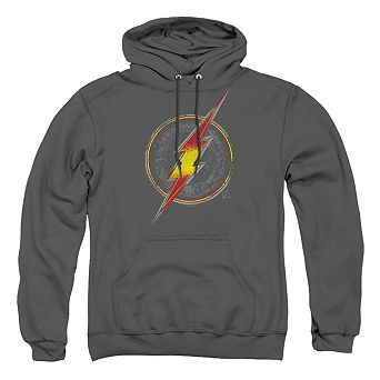 Justice League Flash Busted Logo Adult Pull Over Hoodie