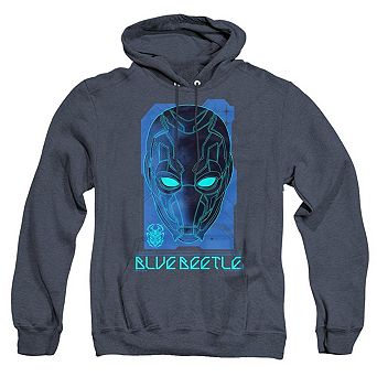 Blue Beetle Large Mask Adult Heather Hoodie