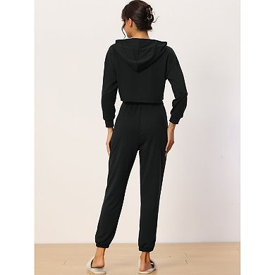 Womens Hoodies Tracksuits Loungwear Sets Crop Sweatshirt and Long Jogger