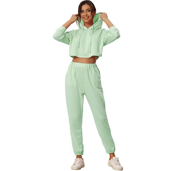 Womens Hoodies Tracksuits Loungwear Sets Crop Sweatshirt and Long Jogger