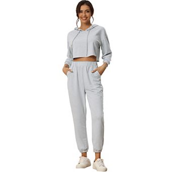 Womens Hoodies Tracksuits Loungwear Sets Crop Sweatshirt and Long Jogger