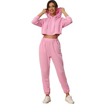 Womens Hoodies Tracksuits Loungwear Sets Crop Sweatshirt and Long Jogger