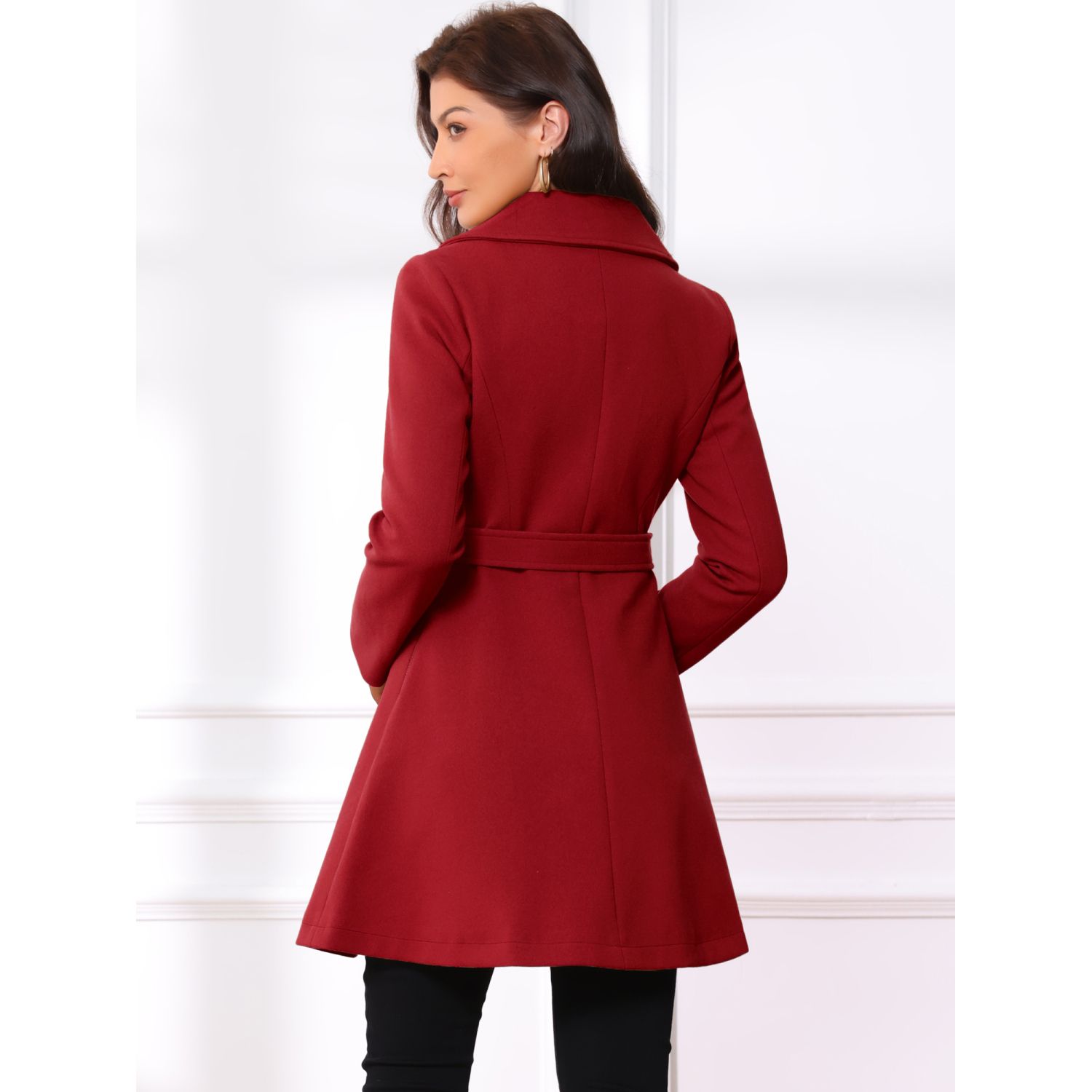 Elegant Overcoat for Women's Shawl Collar Single Winter Belted
