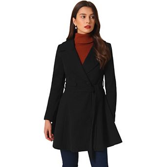 Elegant Overcoat For Women's Shawl Collar Single Winter Belted Long Coat