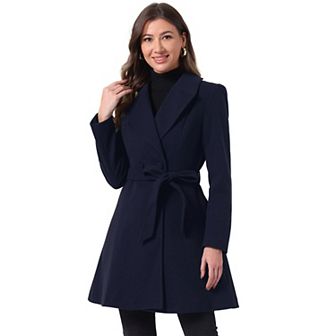 Elegant Overcoat For Women's Shawl Collar Single Winter Belted Long Coat