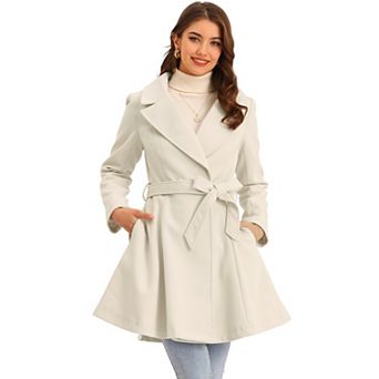 Elegant Overcoat For Women's Shawl Collar Single Winter Belted Long Coat