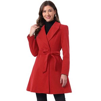 Elegant Overcoat For Women's Shawl Collar Single Winter Belted Long Coat