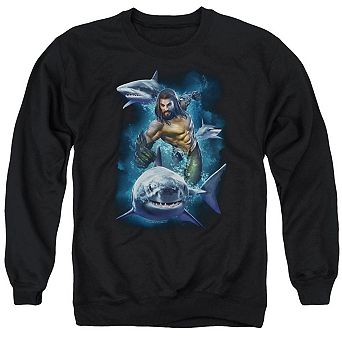 Aquaman Movie Swimming With Sharks Adult Crewneck Sweatshirt