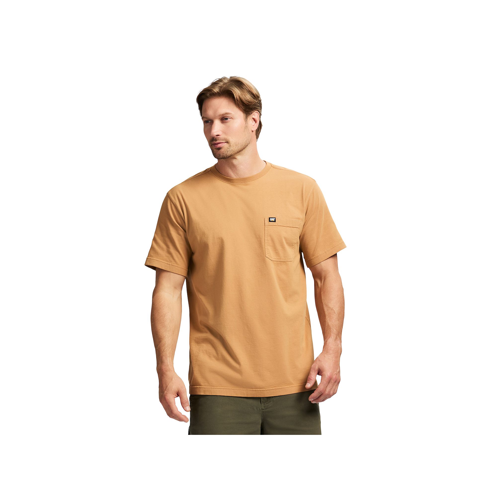 Mens Caterpillar Cat Logo Pocket Tee, Size: Large, Bronze