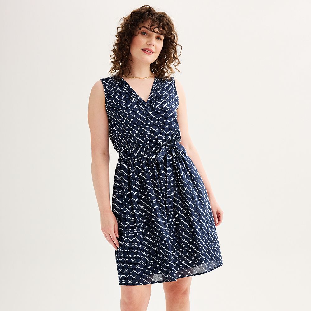 Sleeveless V-Neck Belted Mini Dress main image 1