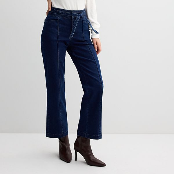 Women's Draper James Belted Mid-Rise Wide-Leg Jeans