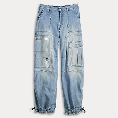 Juniors' Project Indigo Mid-Rise Denim Parachute Jogger