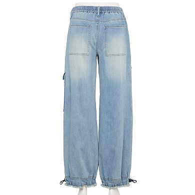 Juniors' Project Indigo Mid-Rise Denim Parachute Jogger