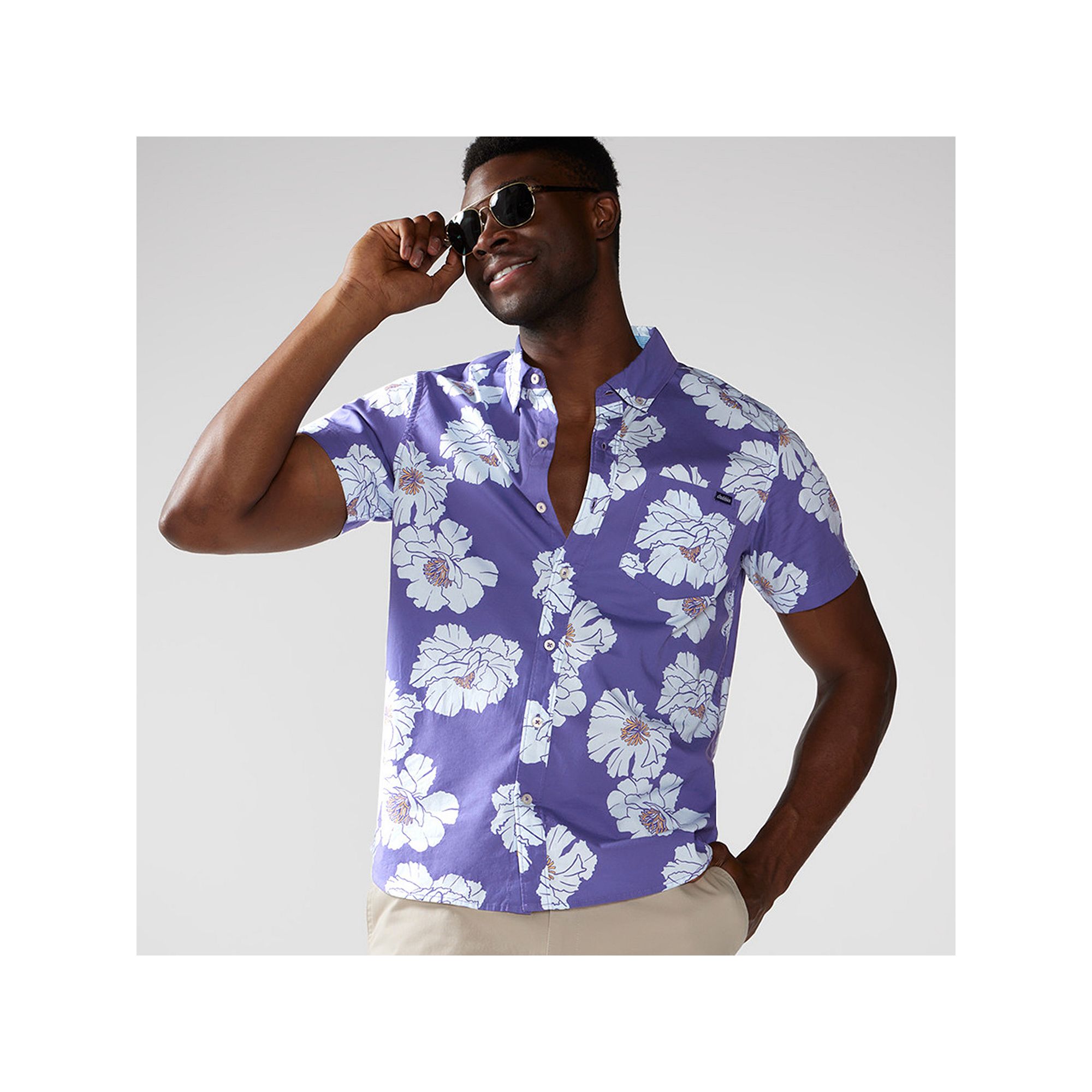 Mens Chubbies Button-Up Short Sleeve Friday Shirt, Size: Small, Purple