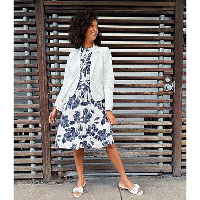 Women's Draper James Floral Print Satin Jacquard Sleeveless Button Front Dress