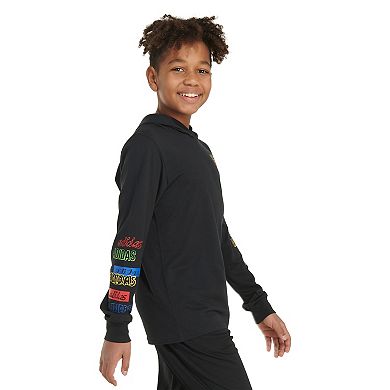 Boys 8-20 adidas Long Sleeve Hooded Outline T-Shirt in Regular & Plus Size in Regular & Husky
