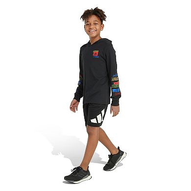 Boys 8-20 adidas Long Sleeve Hooded Outline T-Shirt in Regular & Plus Size in Regular & Husky