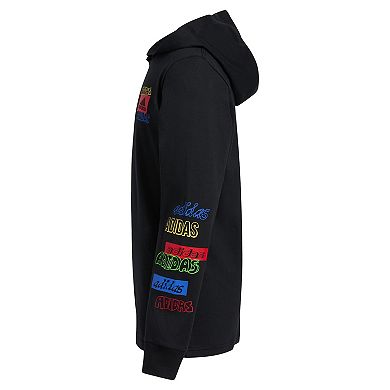 Boys 8-20 adidas Long Sleeve Hooded Outline T-Shirt in Regular & Plus Size in Regular & Husky