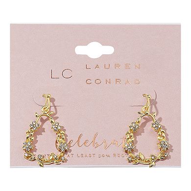 LC Lauren Conrad Two-Tone Crystal Flowers Teardrop Drop Earrings