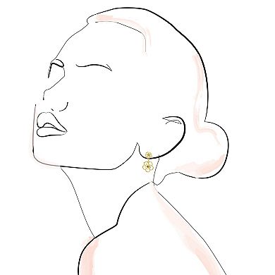 LC Lauren Conrad Gold Tone Crystal Flowers Double Drop Earrings