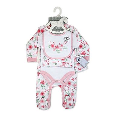 Baby Girls Floral Bunny Layette, 5 Piece Set