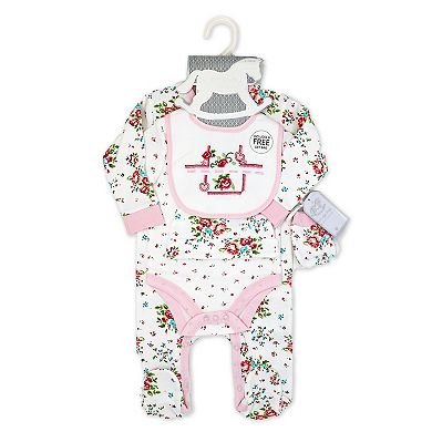 Baby Girls Rose Needlepoint Layette, 5 Piece Set