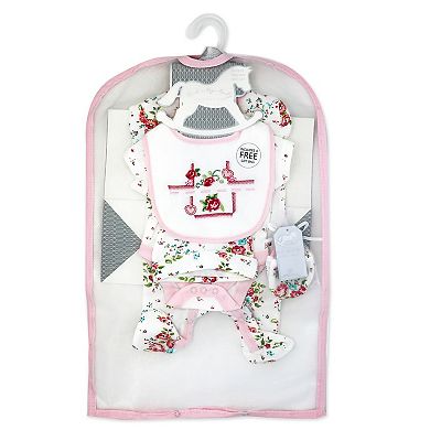 Baby Girls Rose Needlepoint Layette, 5 Piece Set