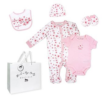 Baby Girls Cherry Blossoms Layette, 5 pc Set