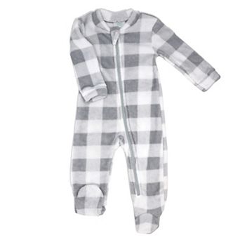 Baby Boys and Baby Girls Gray Buffalo Plaid Zippered Footie