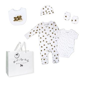 Baby Boys and Girls Dreamy Elephants Layette, 5 pc Set