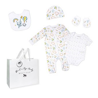 Baby Boys and Girls Rainbows and Balloons Layette, 5 pc Set
