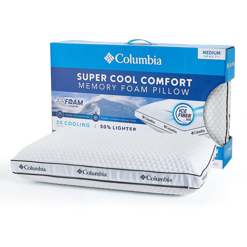 Columbia Super Cool Comfort Memory Foam Pillow, White