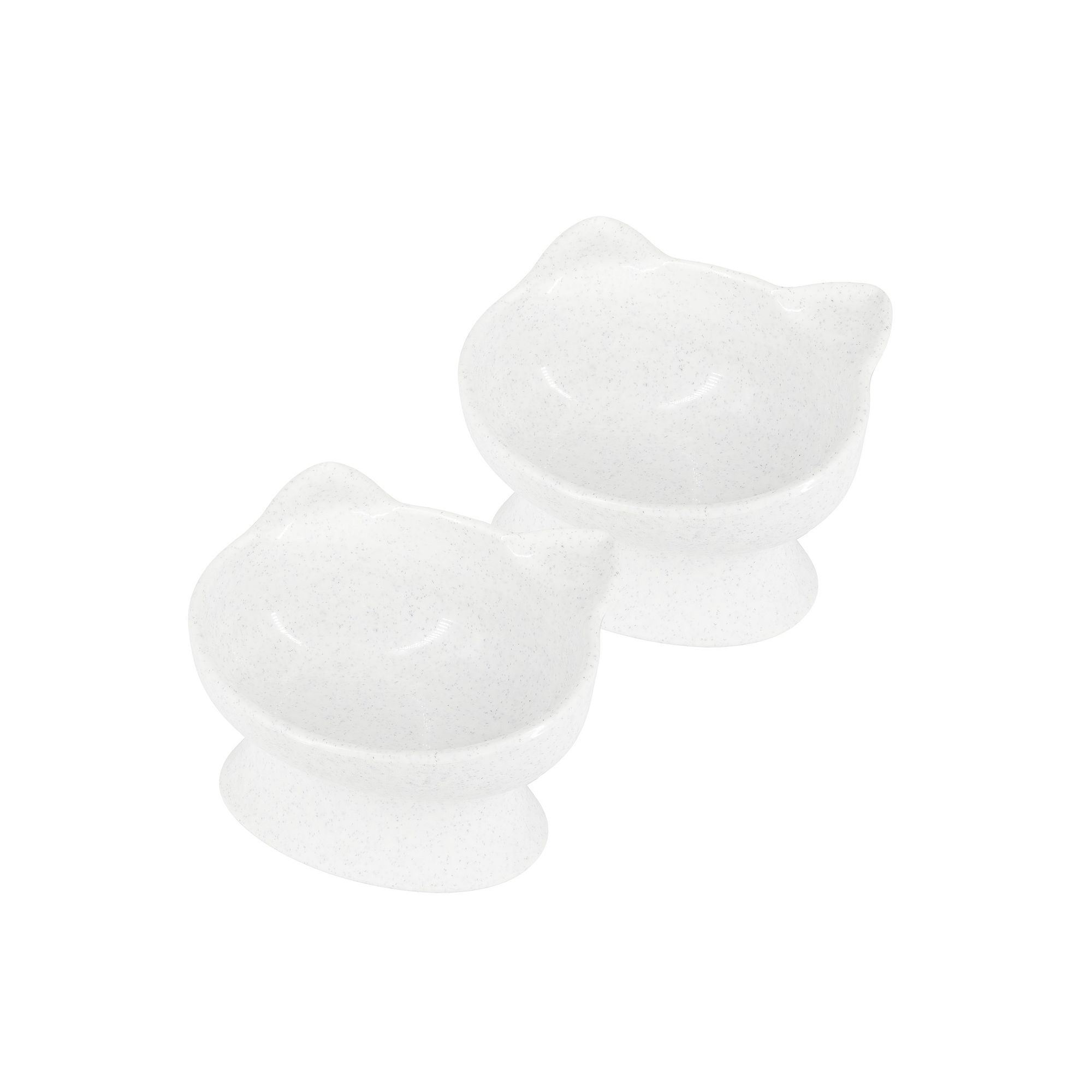 Kitty City Large Raised Kitty Shaped Bowl 2-pc. Set, White