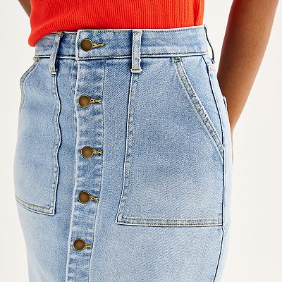 Women's Draper James Button Front Denim Midi Skirt