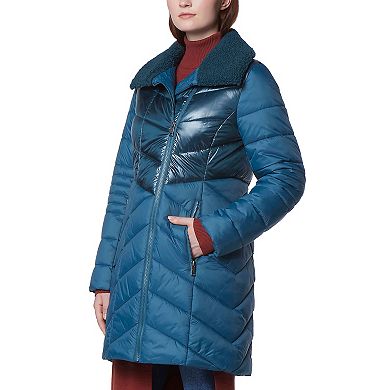Women's Andrew Marc Marc New York Chevron Quilted Asymmetrical Puffer Coat
