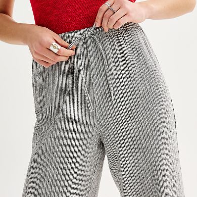 Juniors' Vanilla Star Flowy Linen Blend High Rise Drawstring Pants