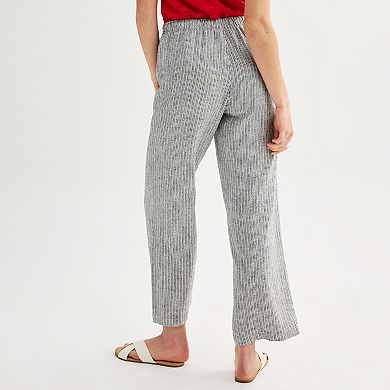 Juniors' Vanilla Star Flowy Linen Blend High Rise Drawstring Pants