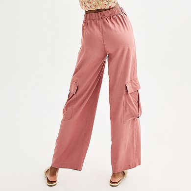 Juniors' Vanilla Star Flowy Cargo Pants