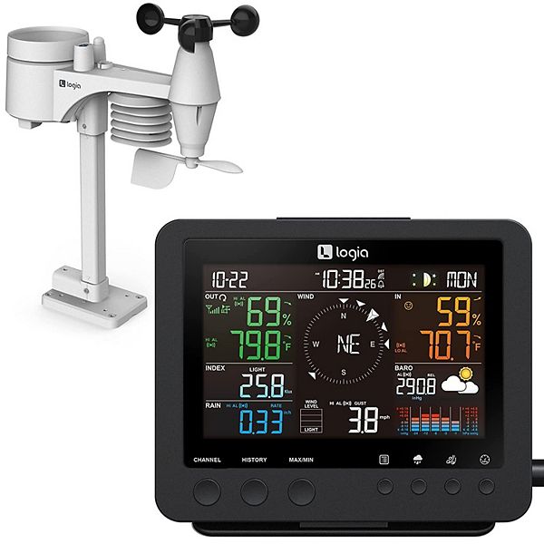 7-in-1 Wireless Weather Station with Black LED Display