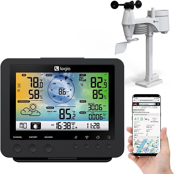 5-in-1 WiFi Wireless Weather Station with Full Color LED Display