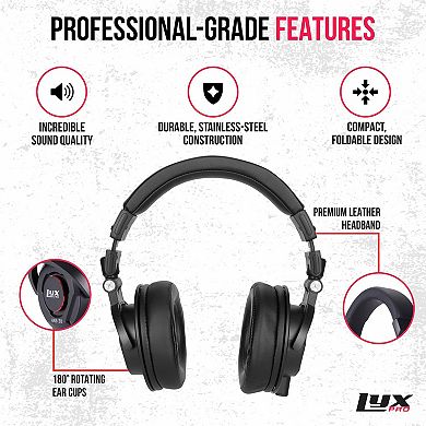 LyxPro HAS-30 Closed Back Over Ear Professional Studio Monitor, Mixing and Recording Headphones