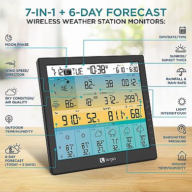 7-in-1 Wireless Weather Station 10" with 6-Day Forecast