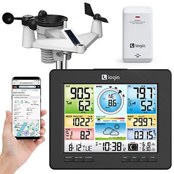 7-in-1 WiFi Wireless Weather Station with solar panel and Full Color LED Display