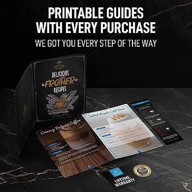 Zulay Kitchen Executive Series Milk Frother Wand - Upgraded & Improved Stand - Ideal Coffee Gift