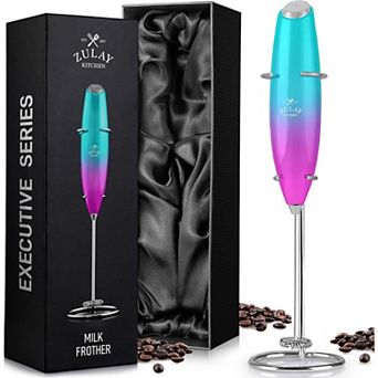 Zulay Kitchen Executive Series Milk Frother Wand - Upgraded & Improved Stand - Ideal Coffee Gift