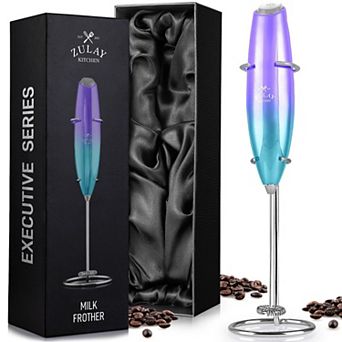Zulay Kitchen Executive Series Milk Frother Wand - Upgraded & Improved Stand - Ideal Coffee Gift