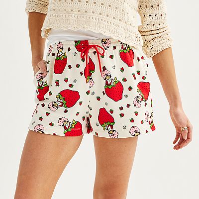 Juniors' Strawberry Shortcake Fleece Shorts